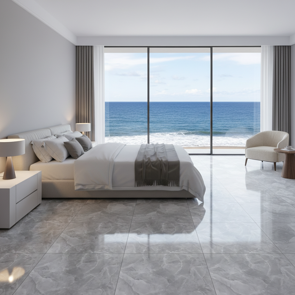 Carrelage aspect marbre Onyx Grey poli 60x60 cm – Grès cérame sol et mur