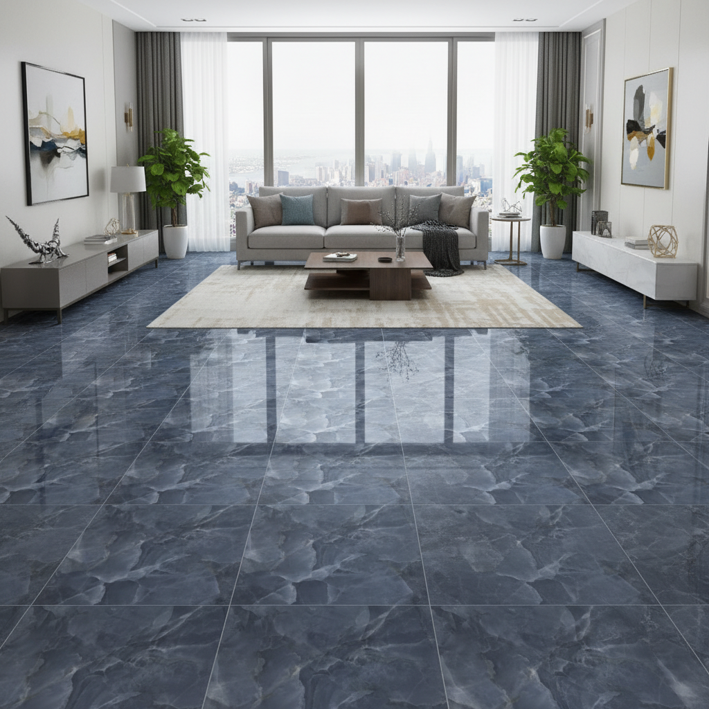Carrelage aspect marbre Onyx blue poli 60x60 cm