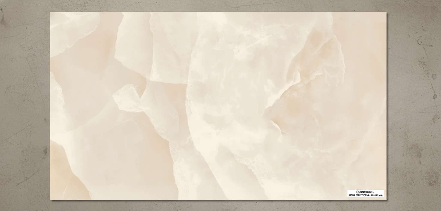 Carrelage aspect marbre Onyx Ivory poli 60x120 cm – Grès cérame sol et mur lbgrevetement