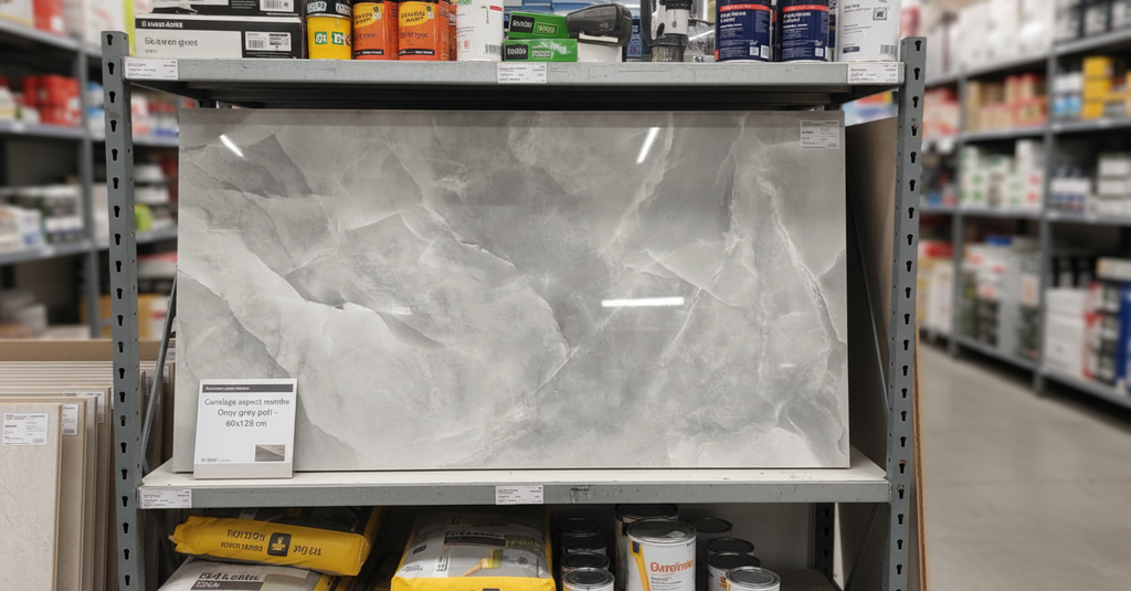 Carrelage aspect marbre Onyx Grey poli 60x120 cm – Grès cérame sol et mur intérieur