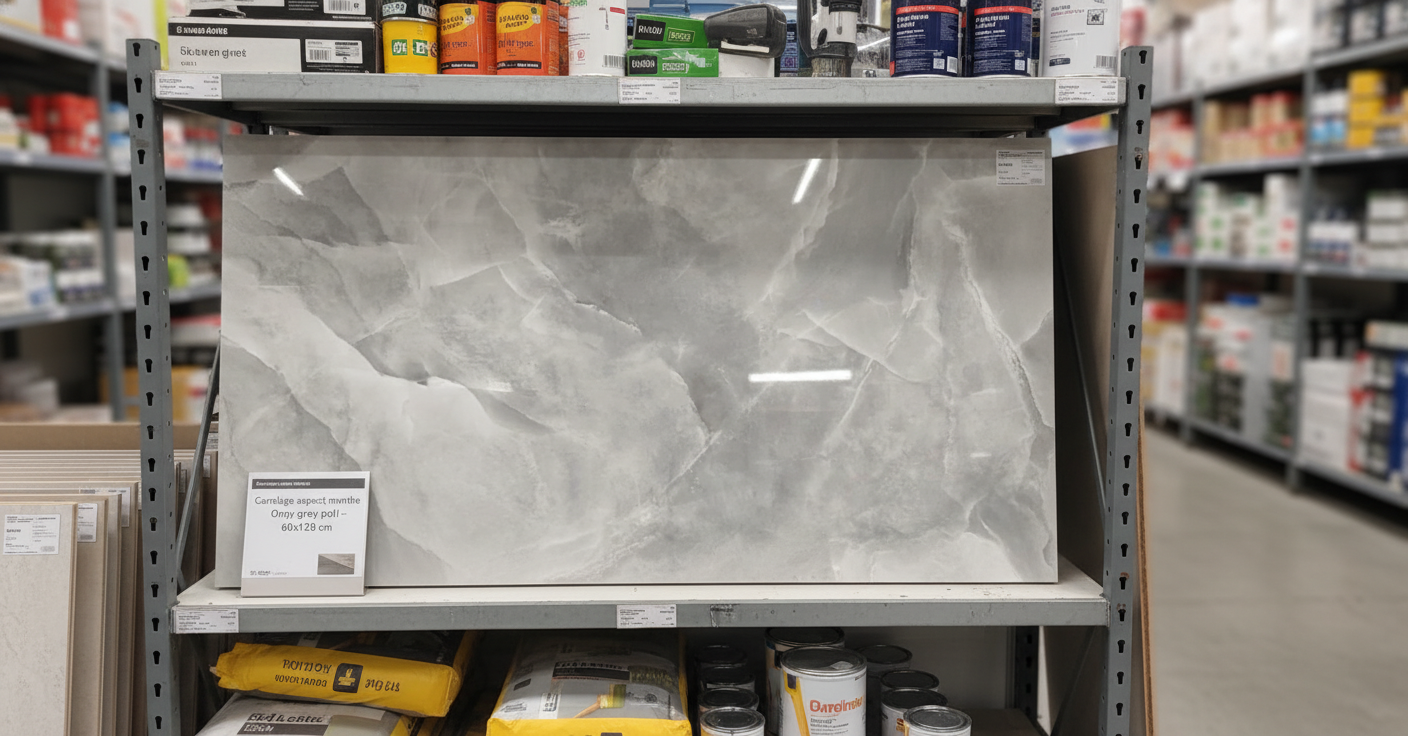 Carrelage aspect marbre Onyx Grey poli 60x120 cm – Grès cérame sol et mur intérieur