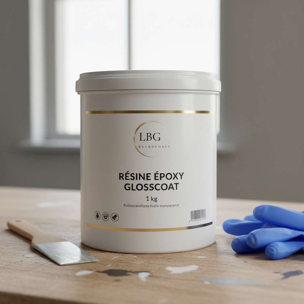 Résine époxy GLOSSCOAT – 1 kg | Finition brillante haute transparence