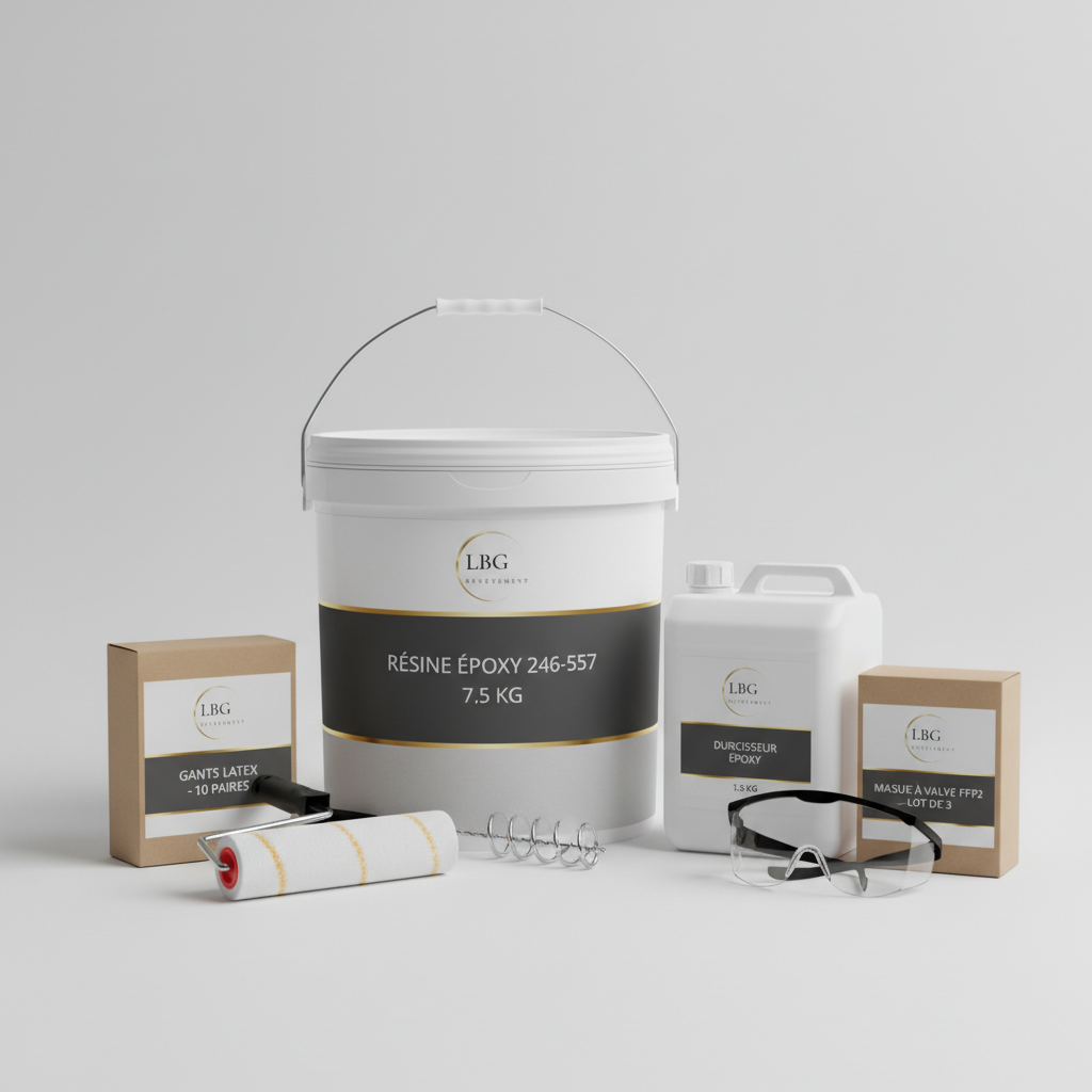 Résine époxy 246-557 – Résine bi-composant haute performance 7,5 kg avec équipements de protection